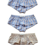 Mens Plaid Front Pouch Boxer Shorts