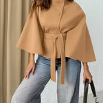 THELMA™ - Women’s Front Buckle Belted Wool Cape Coat for Fall & Winter
