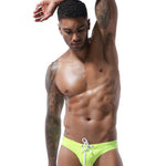 Mens U Convex Pouch Drawstring Solid Swimming Briefs