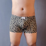 4 Pack Men's Leopard Print Mid-Rise Breathable Antibacterial Trunks