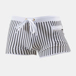 Mens Striped Quick Dry Lining Swim Trunks