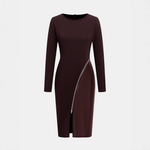 CHARENE™ - Women’s Solid Color PU Leather Patchwork Zipper Bodycon Dress