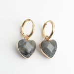 Heart Stone Hoop Earrings