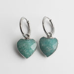 Heart Stone Hoop Earrings