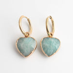 Heart Stone Hoop Earrings