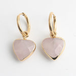 Heart Stone Hoop Earrings