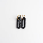 Pave Rectangle Link Hoop Earrings