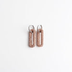 Pave Rectangle Link Hoop Earrings