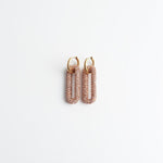 Pave Rectangle Link Hoop Earrings