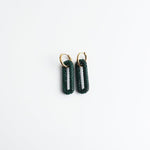 Pave Rectangle Link Hoop Earrings