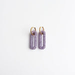 Pave Rectangle Link Hoop Earrings
