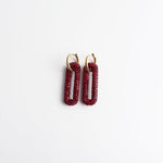 Pave Rectangle Link Hoop Earrings