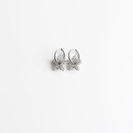 Toned Pave Star Hoop Earrings