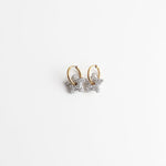 Toned Pave Star Hoop Earrings