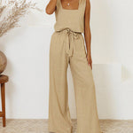 Cara | Minimalist Top Set and Wide Leg Pants