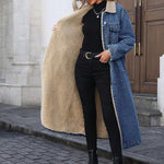 FLORA™ -  Elegant Women's Long Denim Jacket with Fleece Lining Single-Breasted