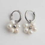Flower Pearl Hoop Earrings
