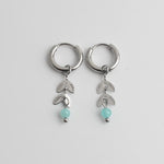 Leaf Stone Hoop Earrings