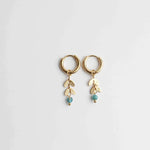 Leaf Stone Hoop Earrings