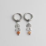 Leaf Stone Hoop Earrings