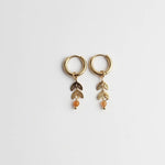 Leaf Stone Hoop Earrings