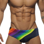 Men’s Rainbow Stripes Swim Briefs with Removable Pad