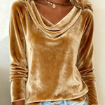 Elora | Luxurious Velvet Drape-Neck Top
