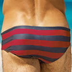 Mens Surfing Striped Swimming Briefs