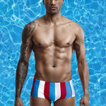 Mens Sexy Breathable Soft Stripe Swim Briefs