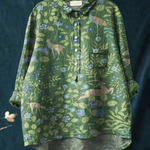 Nedra | Women's Vintage Floral Animals Art Print Casual Shirt
