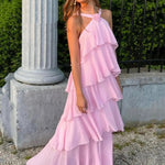Adriana | Halterneck Ruffle Maxi Dress