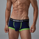 2 Pack Men's Stretch Cotton Breathable Colourway Contrast Trunks