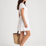 Elarka | Short Flutter Sleeve Eyelet Detail Mini Dress