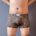 4 Pack Men's Leopard Print Mid-Rise Breathable Antibacterial Trunks
