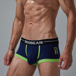 2 Pack Men's Stretch Cotton Breathable Colourway Contrast Trunks