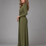 Sienna | Deep-V Long-Sleeve Maxi Dress