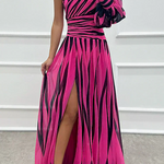 Leslie | Elegant Striped Maxi Dress with One Shoulder