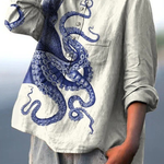 Katelyn | Women's Deep Sea Octopus Tentacles Art Print Casual Shirt