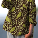 Carley | Women's Vintage Floral Birds Art Print Casual Shirt