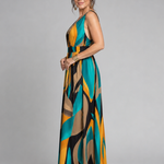 Zarela | Sleeveless Abstract Print Maxi Dress