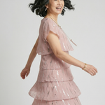 Elizabeth | Poised Dot Line Knee Length Dress