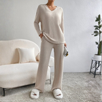 ENLINS™ - Casual Long Sleeve V-Neck Top and Pants Set