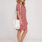 Somene | Short Sleeve Geometric Print Knee Length Dress