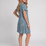 Meraki | Short Sleeve Tropical Print Knee Length Dress
