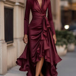 Camila | Draped Ruffle Maxi Dress