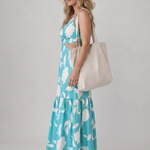 Azulina | Spaghetti Strap Cutout Waist Maxi Dress
