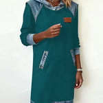 Alexa | Cozy Contrast Hooded Dress