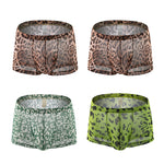 4 Pack Leopard Print See-through Mesh Trunks