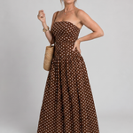 Sorien | Strapless Polka Dot Pattern Midi Dress