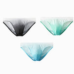 3 Pack Men's Sensual Silk-Like Loose Gradient Color Bikini